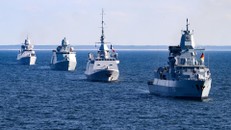 Các tàu chiến từ nhiều quốc gia tham gia cuộc tập trận Northern Coasts 23 ở Biển Baltic ngoài khơi bờ biển Latvia, ngày 18/9/2023.