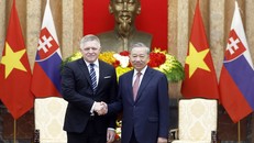 Tổng Bí thư, Chủ tịch nước Tô Lâm tiếp Thủ tướng Slovakia Robert Fico. Ảnh: Thống Nhất/TTXVN.