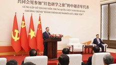 Tổng Bí thư, Chủ tịch nước Tô Lâm phát biểu tại buổi gặp gỡ thanh niên hai nước tham gia chương trình “Hành trình Đỏ nghiên cứu, học tập”. Ảnh: Thống Nhất/TTXVN.