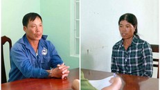 Vợ chồng bị can Nguyễn Văn Thu và Vũ Thị Mây tại cơ quan công an.