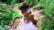 Dòng suối Cầu Đôi đã đổi màu đen từ nhiều năm nay.