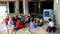 Các hộ dân bị ảnh hưởng trong vụ cháy chung cư Carina được chính quyền địa phương bố trí ở tạm tại chung cư City Gate đang xây dựng dang dở