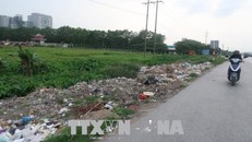 Rác thải tràn lan 2 bên đường.