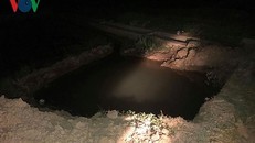 Hố công trình nơi phát hiện thi thể hai cháu nhỏ.