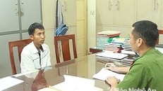 Lữ Văn Thành tại cơ quan công an. Ảnh: CAND