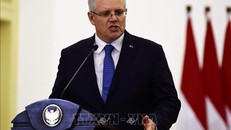 Thủ tướng Australia Scott Morrison thông báo chuyển Đại sứ quán Australia tại Israel từ Tel Aviv đến Jerusalem. Ảnh: AFP/TTXVN