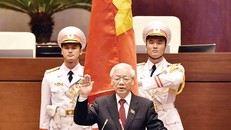 Tổng Bí thư,Chủ tịch nước Nguyễn Phú Trọng tuyên thệ nhậm chức trước Quốc Hội Ảnh: Như Ý