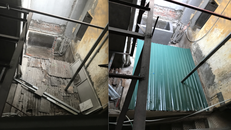 Hình ảnh ghi lại việc diện tích nhà của ông Vân bất ngờ bị bà Huế đập phá be bét rồi tự ý xây dựng 