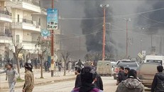 Hiện trường một vụ đánh bom xe tại Afrin, Syria, ngày 13/9/2019. Ảnh: Anadolu Agency/TTXVN