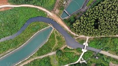 Toàn cảnh khu vực nhà máy nước sông Đà - tâm điểm của sự cố xả dầu thải. (Ảnh: PV/Vietnam+)