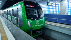 Tàu điện tuyến Cát Linh - Hà Đông chạy thử để nghiệm thu ngày 29/10. Ảnh: Giang Huy.