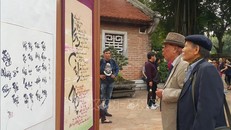 Công chúng thưởng lãm nghệ thuật thư pháp tại triển lãm. 