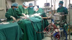 Bác sĩ dùng ECMO thay thế chức năng phổi đưa máu ra ngoài, kết hợp phương pháp trượt.