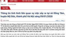 Thông báo của Bộ Công an về vụ việc xảy ra tại xã Đồng Tâm.