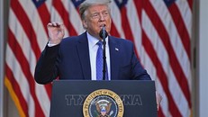 Tổng thống Mỹ Donald Trump tại cuộc họp báo ở Washington, DC. Ảnh: AFP/TTXVN