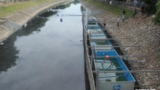 Khu vực thí điểm lọc công nghệ Nhật Bản trên sông Tô Lịch