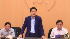 Chủ tịch UBND TP Hà Nội Nguyễn Đức Chung tại một buổi họp báo chống dịch COVID-19