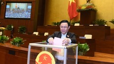 Bí thư Thành uỷ Hà Nội Vương Đình Huệ bỏ phiếu tại Kỳ họp 11, Quốc hội khoá XIV.