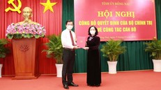 Bà Trương Thị Mai trao quyết định điều động ông Nguyễn Hồng Lĩnh làm Bí thư Tỉnh ủy Đồng Nai.