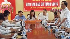 Tại hội nghị giao ban sáng 8/10, lãnh đạo TAND tỉnh Hà Tĩnh cho biết TAND thị xã Kỳ Anh đã trả lại tất cả đơn của người dân kiện Formosa. Ảnh: Thảo Nhi.