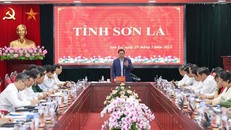 Thủ tướng Phạm Minh Chính và Đoàn công tác của Chính phủ có buổi làm việc với Ban Thường vụ Tỉnh ủy Sơn La. Ảnh: VGP