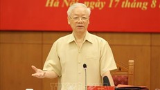 Tổng Bí thư Nguyễn Phú Trọng phát biểu kết luận phiên họp. Ảnh: TTXVN