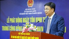 Thứ trưởng Bộ Ngoại giao, Chủ nhiệm Ủy ban Nhà nước về người Việt Nam ở nước ngoài Phạm Quang Hiệu phát biểu tại buổi lễ.