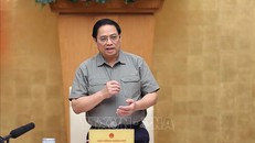 Thủ tướng Phạm Minh Chính phát biểu khai mạc Phiên họp Chính phủ chuyên đề pháp luật. Ảnh: TTXVN