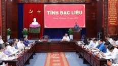Thủ tướng Phạm Minh Chính kết luận buổi làm việc với lãnh đạo chủ chốt tỉnh Bạc Liêu. Ảnh: TTXVN