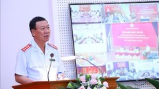 Tổng Thanh tra Chính phủ Đoàn Hồng Phong phát biểu tại Hội nghị trực tuyến Sơ kết công tác 6 tháng đầu năm và triển khai nhiệm vụ 6 tháng cuối năm 2022 của ngành Thanh tra. Ảnh: TTXVN