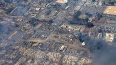 Nhiều ngôi nhà bị thiêu rụi trong thảm họa cháy rừng tại đảo Maui, bang Hawaii, Mỹ, ngày 10/8/2023. Ảnh: THX