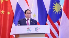 Thủ tướng Phạm Minh Chính phát biểu tại Lễ khai mạc CAEXPO và CABIS lần thứ 20. Ảnh: Dương Giang