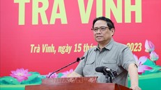 Thủ tướng Phạm Minh Chính phát biểu kết luận buổi làm việc với Ban Thường vụ Tỉnh ủy Trà Vinh. Ảnh: Dương Giang/TTXVN
