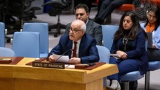 Ông Riyad Mansour, Quan sát viên thường trực của Nhà nước Palestine tại LHQ, phát biểu trước HĐBA. Ảnh: LHQ