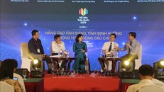 Các đại biểu trong phiên thảo luận "Nâng cao tính Đảng, tính định hướng trong hoạt động báo chí". Ảnh: Thu Hương/TTXVN