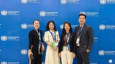 Đoàn đại diện Liên hiệp các hội UNESCO Việt Nam tham dự Diễn đàn Thanh niên Toàn cầu lần thứ nhất. Ảnh: Mạnh Hiếu