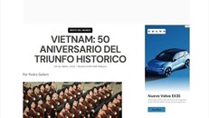 Tiêu đề bài “Việt Nam: 50 năm chiến thắng lịch sử” trên tờ Regeneración. Ảnh chụp màn hình