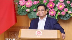 Thủ tướng Phạm Minh Chính làm việc với Hội đồng Tư vấn chính sách. (Ảnh: Dương Giang/TTXVN)