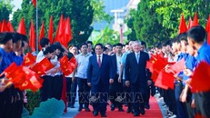 Thủ tướng Phạm Minh Chính đến dự Lễ kỷ niệm 120 năm Ngày sinh Thủ tướng Phạm Văn Đồng. Ảnh: Dương Giang