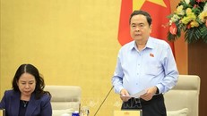 Chủ tịch Quốc hội, Chủ tịch Hội đồng bầu cử Quốc gia Trần Thanh Mẫn phát biểu. Ảnh: Tuấn Anh