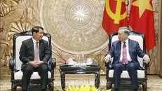 Tổng Bí thư, Chủ tịch nước Tô Lâm tiếp Ủy viên Trung ương Đảng, Bí thư Thành ủy, Chủ tịch Hội đồng Nhân dân thủ đô Viêng Chăn (Lào)