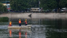 Hồ Ba Mẫu sau nhiều ngày thử nghiệm chế phẩm đặc biệt, nước đã sạch và không còn mùi hôi thối. Ảnh: Bá Đô