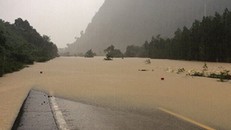 Mưa to khiến đường Hồ Chí Minh nhánh đông qua Quảng Bình ngập đến 3 mét. Ảnh: Chi cục quản lý đường bộ 2.3