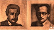Ảnh hai nhà vật lý Einstein và Schoerdinger được mã hóa và lưu trữ lên kim cương. Ảnh: Carlos A. Meriles/Siddharth Dhomkar