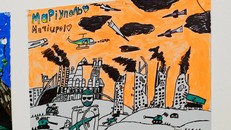 Một cuộc triển lãm tại Viện Nghệ thuật Hiện đại Ukraine giới thiệu loạt tranh của trẻ em từ đất nước bị chiến tranh tàn phá. 