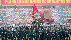 Màn xếp hình nghệ thuật của Đoàn nghệ thuật quân đội. Ảnh: Nguyên Quang