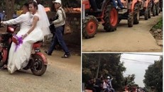 Dân mạng thích thú với màn rước dâu bằng 22 chiếc máy cày