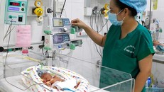 Cháu bé sinh cực non đang được chăm sóc đặc biệt tại BVPS Cần Thơ.