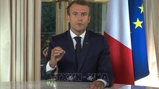 Tổng thống Pháp Emmanuel Macron phát biểu tại Thủ đô Paris. Ảnh: AFP/TTXVN