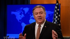 Ngoại trưởng Mỹ Mike Pompeo phát biểu trong cuộc họp báo tại Washington D.C., ngày 15/3/2019. (Ảnh: THX/TTXVN)